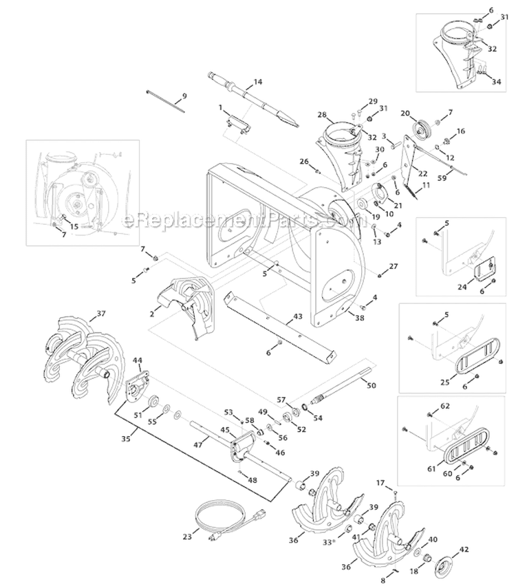 Auger Housing Diagram and Parts List for 31AH65LG701 2010 Yard Man Snow Blower
